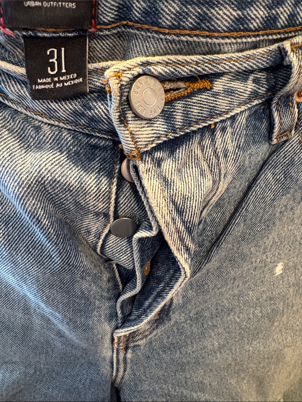 BDG Light Blue Distressed High-Waist Denim Bermuda Shorts - Picture 6 of 10